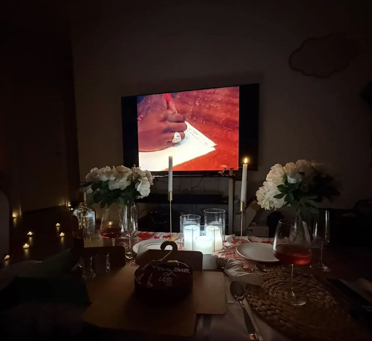 Romantic dinner setup